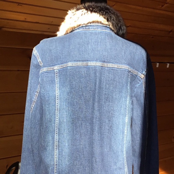 J Jill Detachable Fur Collar Denim Jacket - Picture 5 of 9
